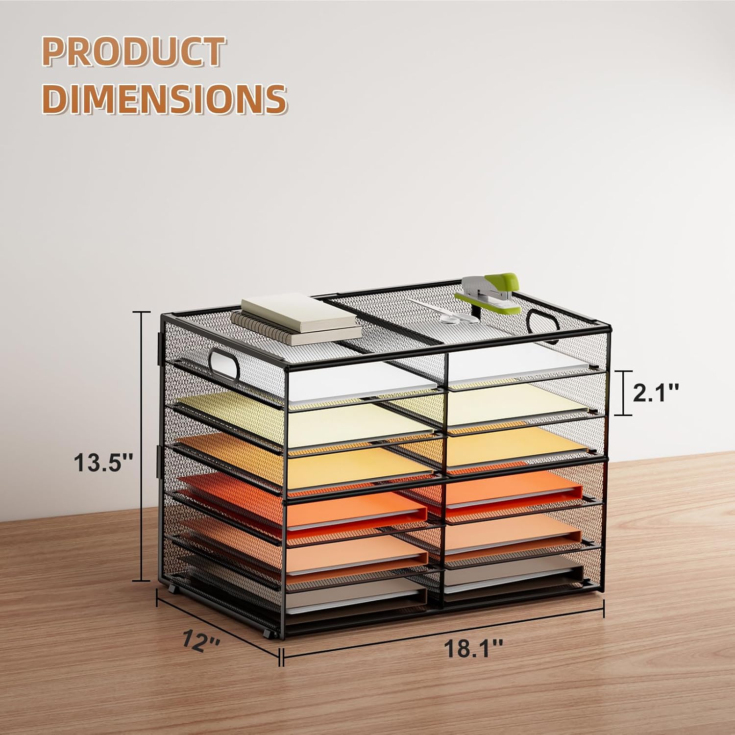Marbrasse 7 Tier Desktop Literature Organizer, Mesh Paper Organizer Desk Organizers, File Sorter Mail Center Paper Storage Cabinet Classroom Keepers Mailbox for Office Home School, Black