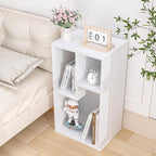 VECELO Small White Bookshelf, 3 Cube Shelf, Fits Tallest Hardcovers, Horizontal Available, Modern Storage Organzier for Small Spaces, Kids, Pearl White