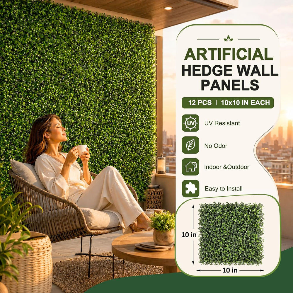 Artificial Grass wall Panel 12P 10x10 Boxwood Greenery Backdrop