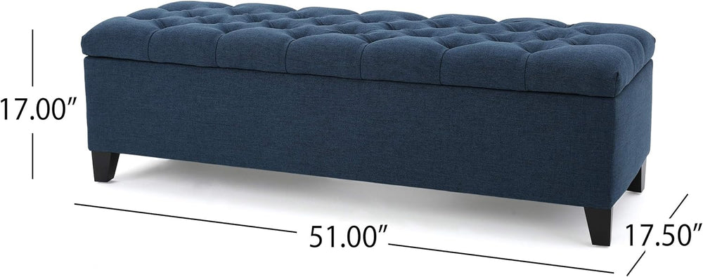 Christopher Knight Home Ottilie Fabric Storage Ottoman, Dark Blue, 17.75&quot...