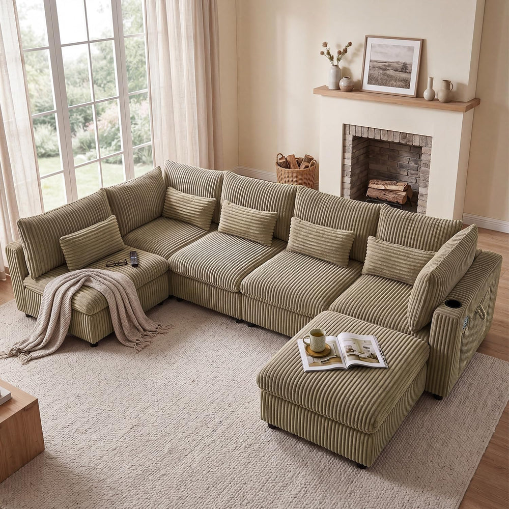 130" Oversized Cloud Couch Large Modular Sectional Sofa Modern U Shaped ...
