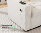 Vipbear 5 Seat L Shaped Modular Sectional Sleeper Sofa Bed with Pull Out Bed/Reclining Backrest/USB Ports/Storage Seat, Sectional Sleeper Couch, Tool-Free Assembly, Chenille Beige