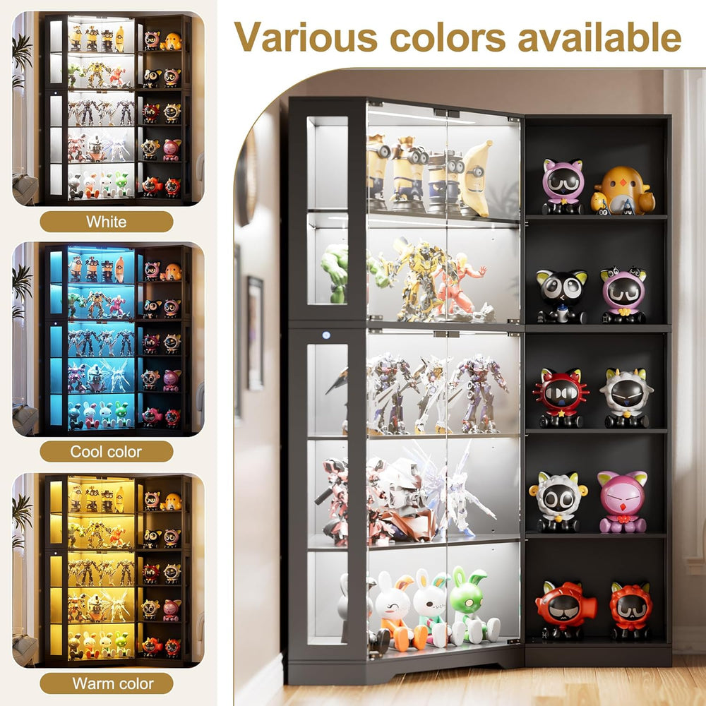 PAKASEPT Corner Display Curio Cabinet with Glass Doors, Glass Display Case wi...