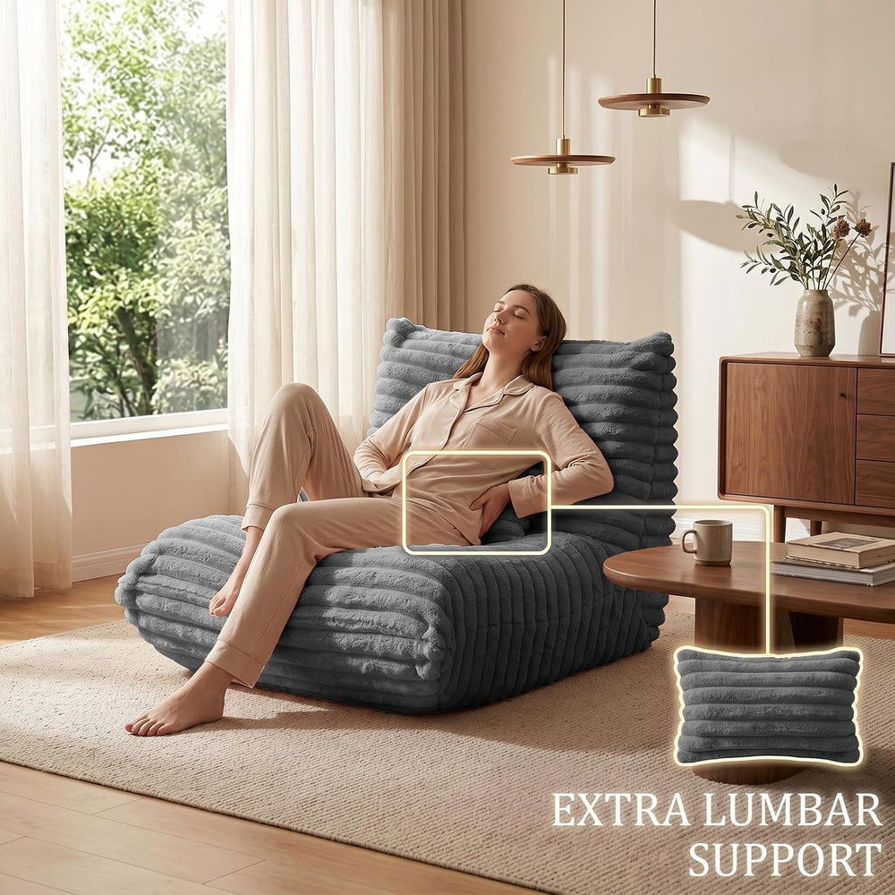 Bean Bag Chair for Adults, Giant Memory Foam Floor Sofa with Lumbar Pillow, O...