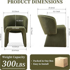 NORDICANA Barrel Dining Room Chair with Arms, Faux Fur Accent Chair for Kitchen, Living Room, Upholstered Single Sofa Chair, Green