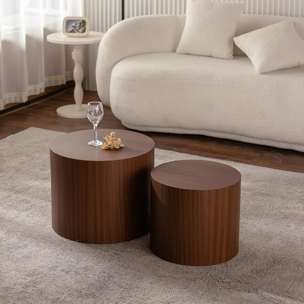 Nesting Coffee Table Set of 2, Round 18.9" Coffee Tables & 14.96&quo...