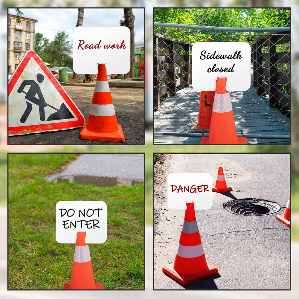 Geetery 12 Pcs Blank Traffic Cone Signs, 10.4"x12.6" Write-on Sign,...