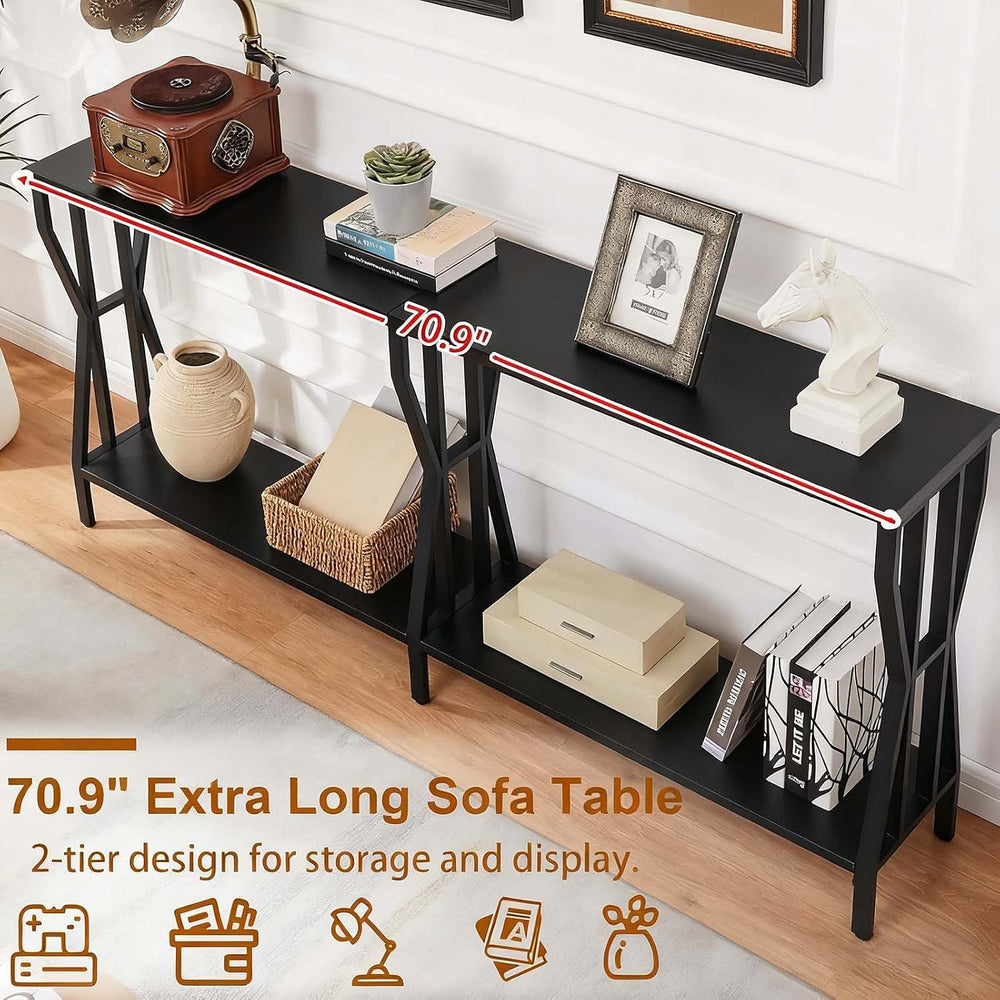 HOMISSUE Sofa Console Table, 70.9" Extra Long Sofa Table with 2-Tier Sto...