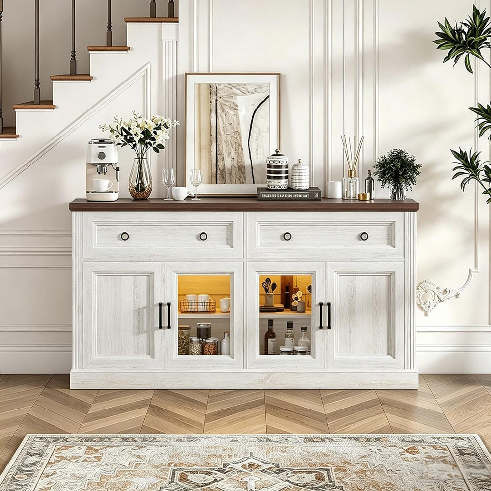 63'' Sideboard Buffet Cabinet with Storage, Modern Credenza with Outl...