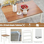 NAFORT Dining Table Set for 4, Solid Wood Kitchen Table and Chairs, Farmhouse Dinette Set w/Apron, Rubber Wood Legs, Mid-Century Modern Dining Room Table and 4 Chairs for Kitchen, Restaurant