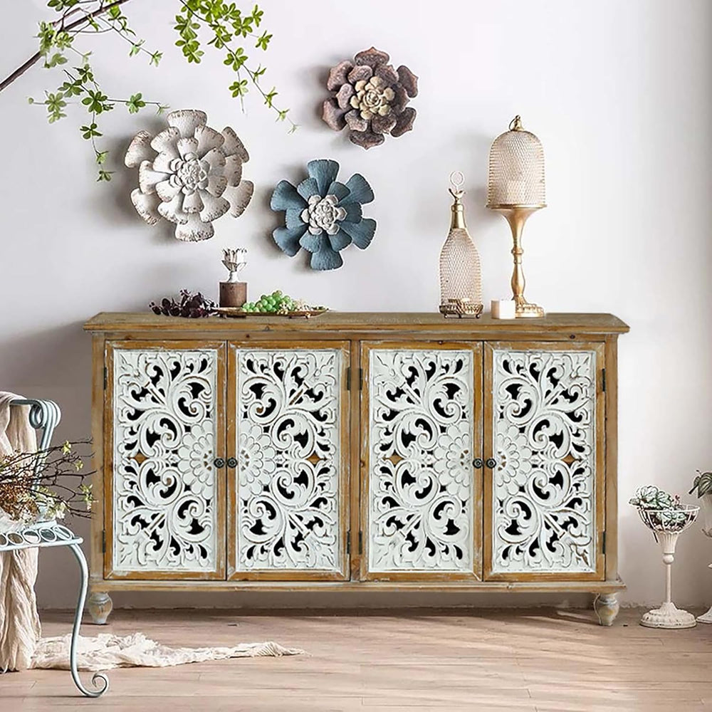 60" Vintage Buffet Cabinet - Accent Wood Sideboard, French Country Conso...