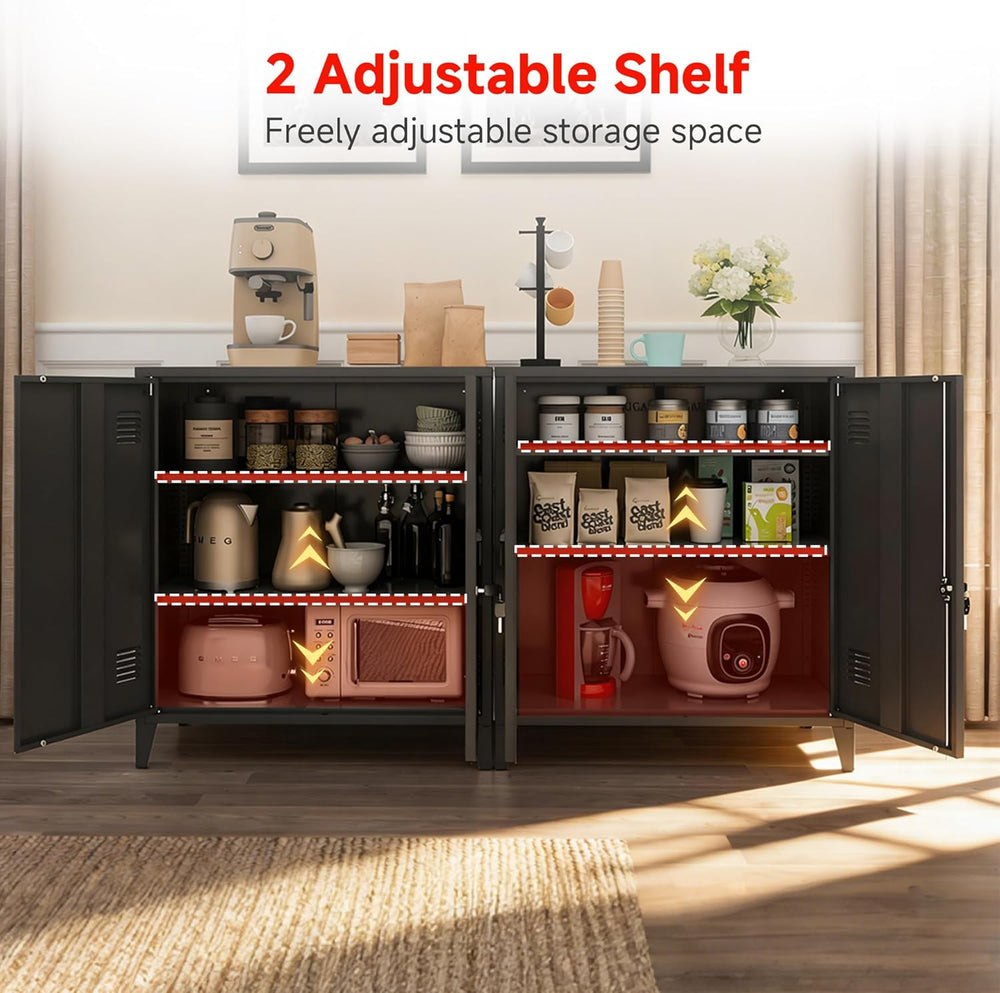 35.4”H Metal Storage Cabinet with Locking Doors and 2 Adjustable Shelves, Gar...