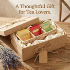 Triluxe Wicker Tea Bag Organizer, 3-Compartment Water Hyacinth Tea Holder for Countertop, Compact Tea Caddy & Sugar Packet Holder for Tea Station