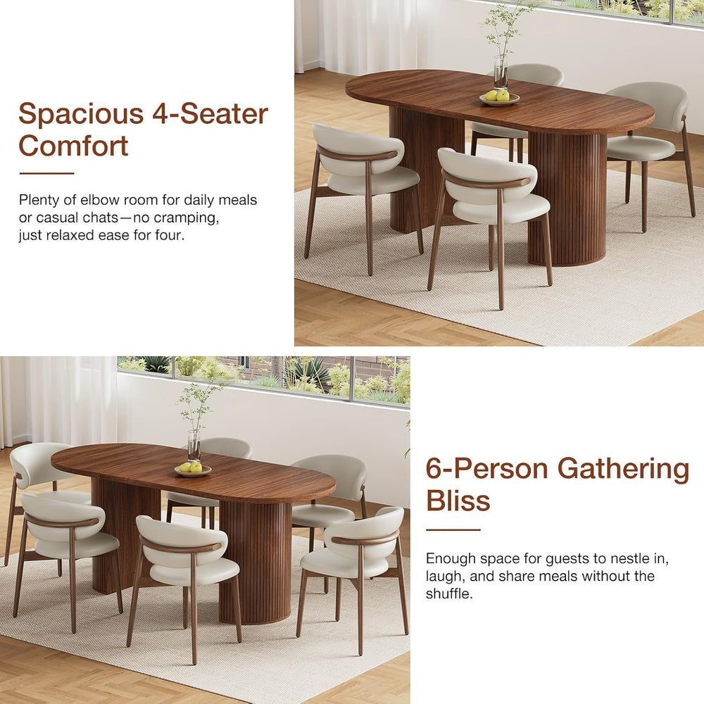 HOMMPA 70.8" Oval Dining Table for 4 6 Person Kitchen Table with Semi-Cy...