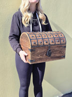 Handmade Pirate Treasure Chest - Wooden Storage Box with Iron Lock & Skeleton Key - Rustic Decorative Jewelry (XL 16 x 11 x 11)