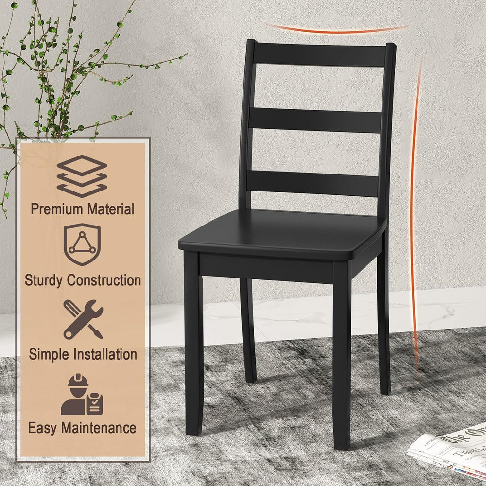 GIANTEX Wood Dining Chairs Set of 4 Black- Wooden Armless Kitchen Chairs with...