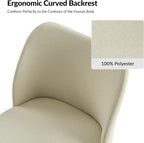 Dining Chairs Set of 6, Upholstered Kitchen Dining Room Chair Set Morden Accent Side Dinner Chair with Curved Padded Back Wood Legs for Restaurant/Cafe, Ivory
