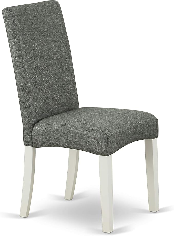 East West Furniture LGDR7-LWH-07 7 Piece Modern Dining Table Set Consist of a Rectangle Wooden Table with Butterfly Leaf and 6 Gray Linen Fabric Parson Dining Chairs, 42x84 Inch, Linen White