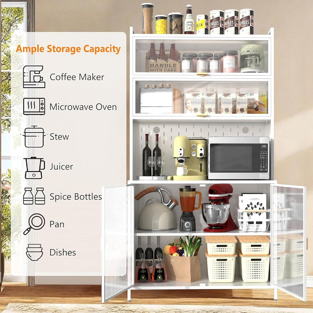 Spaco 73" Tall Kitchen Pantry Cabinet,6 Tiers Food Pantry Cabinet with A...