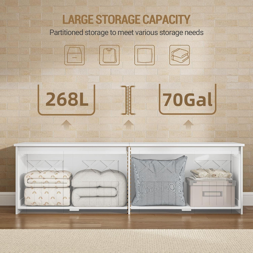 Hzuaneri 59" Modern Farmhouse Storage Chest and Bench | 70 Gal | 330lb S...
