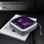 Butterfly Purple CD DVD Case Holder, 40 Disc Storage Wallet with Exclusive Printed Design, Zipper Closure And Handle for Music Movies Games Travel Car