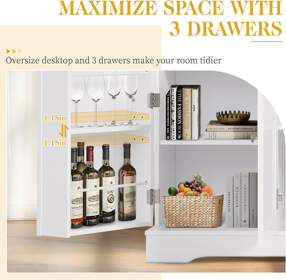 TITIMO 54" Sideboard Buffet Cabinet with Storage, Farmhouse Kitchen Stor...