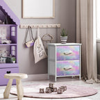 Sorbus Nightstand with 2 Drawers - Kids Bedside Furniture End Table Night Stand - Steel Frame, Wood Top & Easy Pull Fabric Bins - Dresser & Chest for Home, Bedroom Accessories, Office & College Dorm