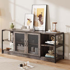 IDEALHOUSE Farmhouse TV Stand for 65/75 inches TVs, Entertainment Center with Storage Cabinet, Industrial Media Console Cabinet Table, Living Room Media Furniture, Rustic Oak