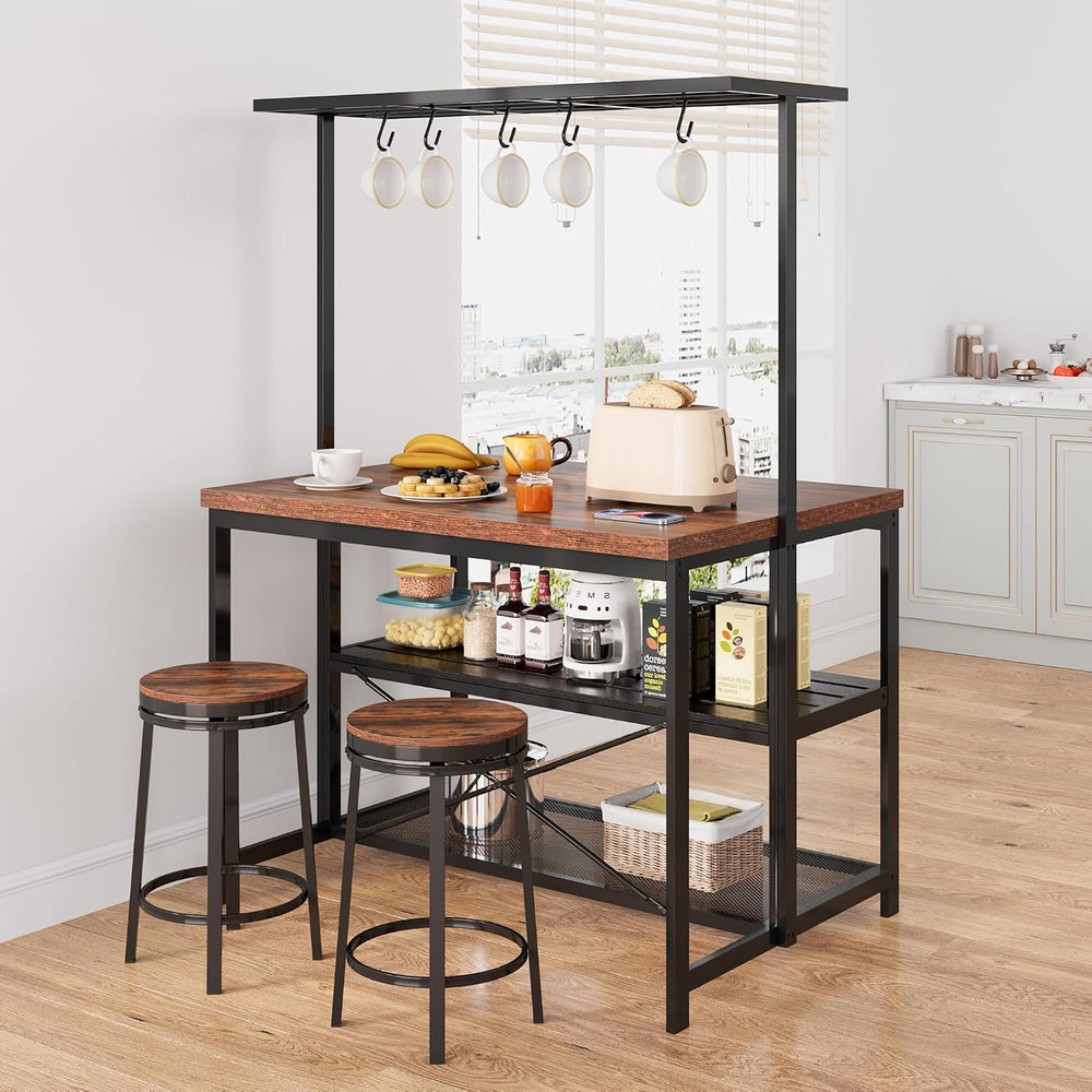 TrailBlaze 42'' Kitchen Island with Storage– 3-Tier Bakers Rack, Wood...
