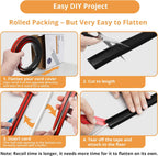 5ft Cord Cover Floor for Extension Cords, Floor Cable Cover, Self-adhesive Wire Cover to Protect Cables & Prevent Tripping, PVC Cord Hider Floor Cord Protector, Internal Channel Diameter: 0.39", Black