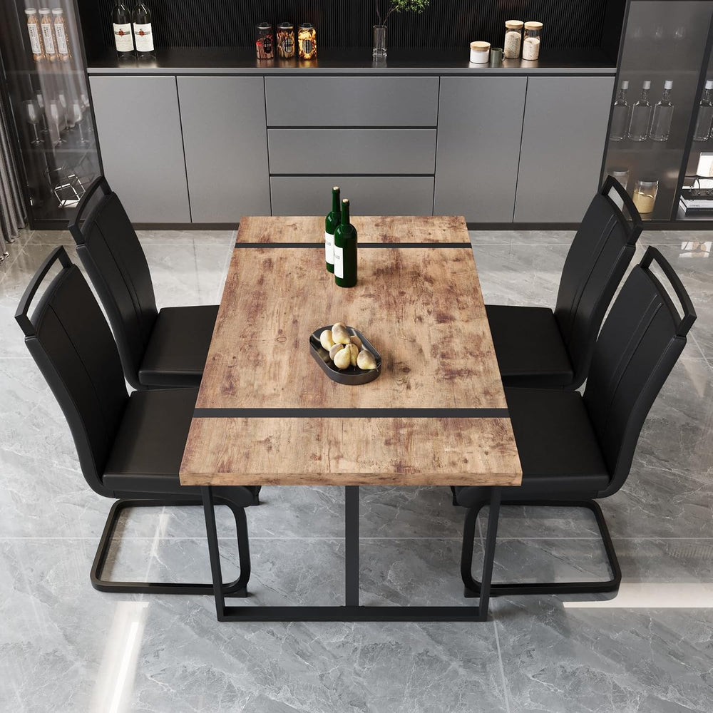 Modern Dining Table Set for 4, Wooden Kitchen Table and Chairs Set,5 Piece Di...