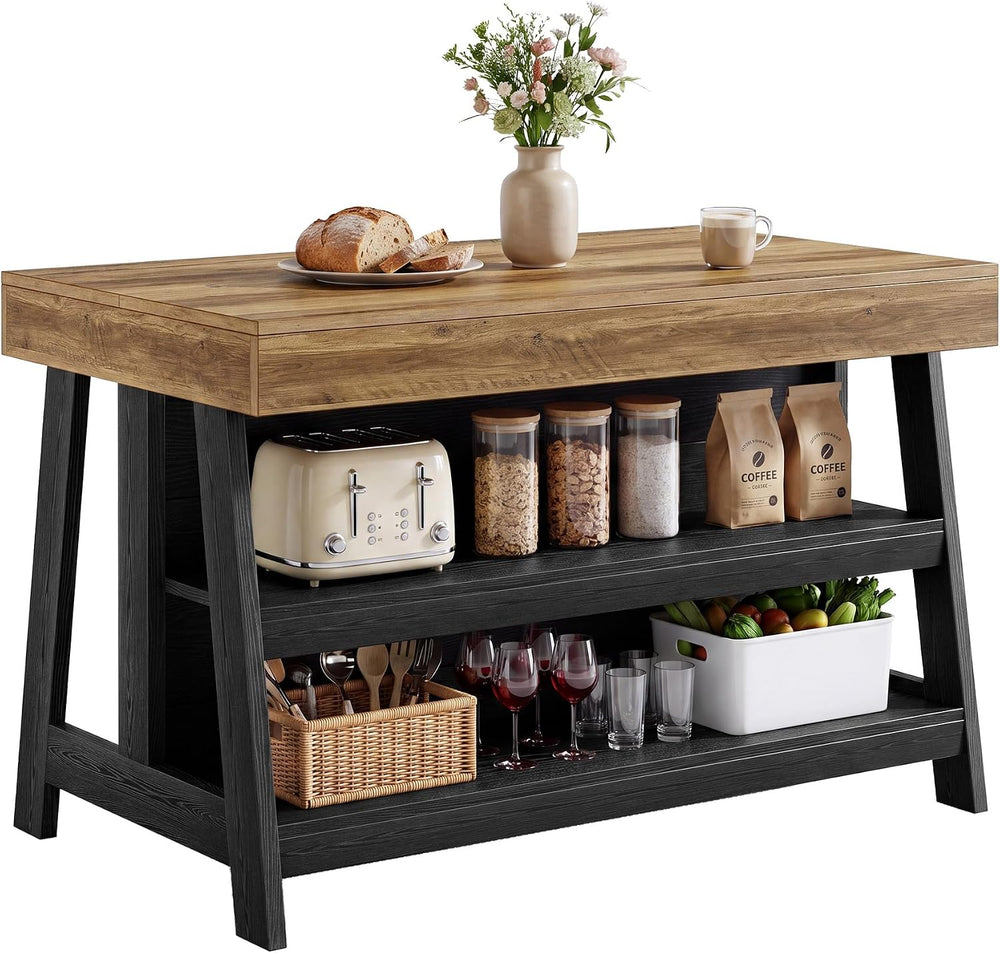 Tribesigns 55-Inch Kitchen Island with Storage, Farmhouse Island Table | 35.4...