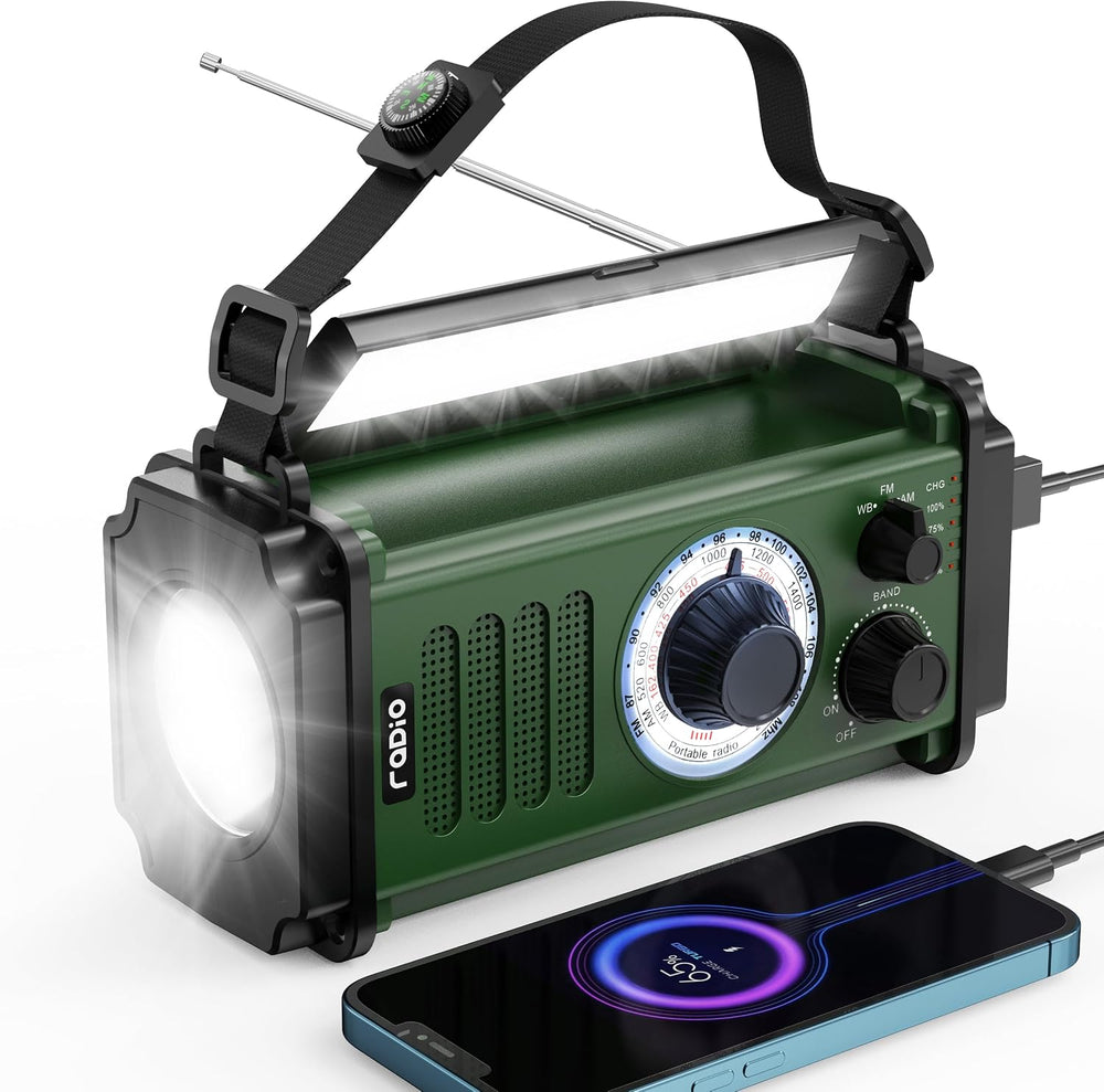 10000mAh/37000mWh Emergency Radio, Solar Radio, Hand Crank Radio, NOAA AM FM ...