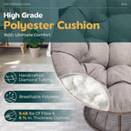 Bme 40" Ergonomic Wicker Papasan Chair with Soft Thick Density Fabric Cushion, Bee-Designed Base, High Capacity Steel Frame, 360 Degree Swivel for Living, Bedroom, Reading Room,...