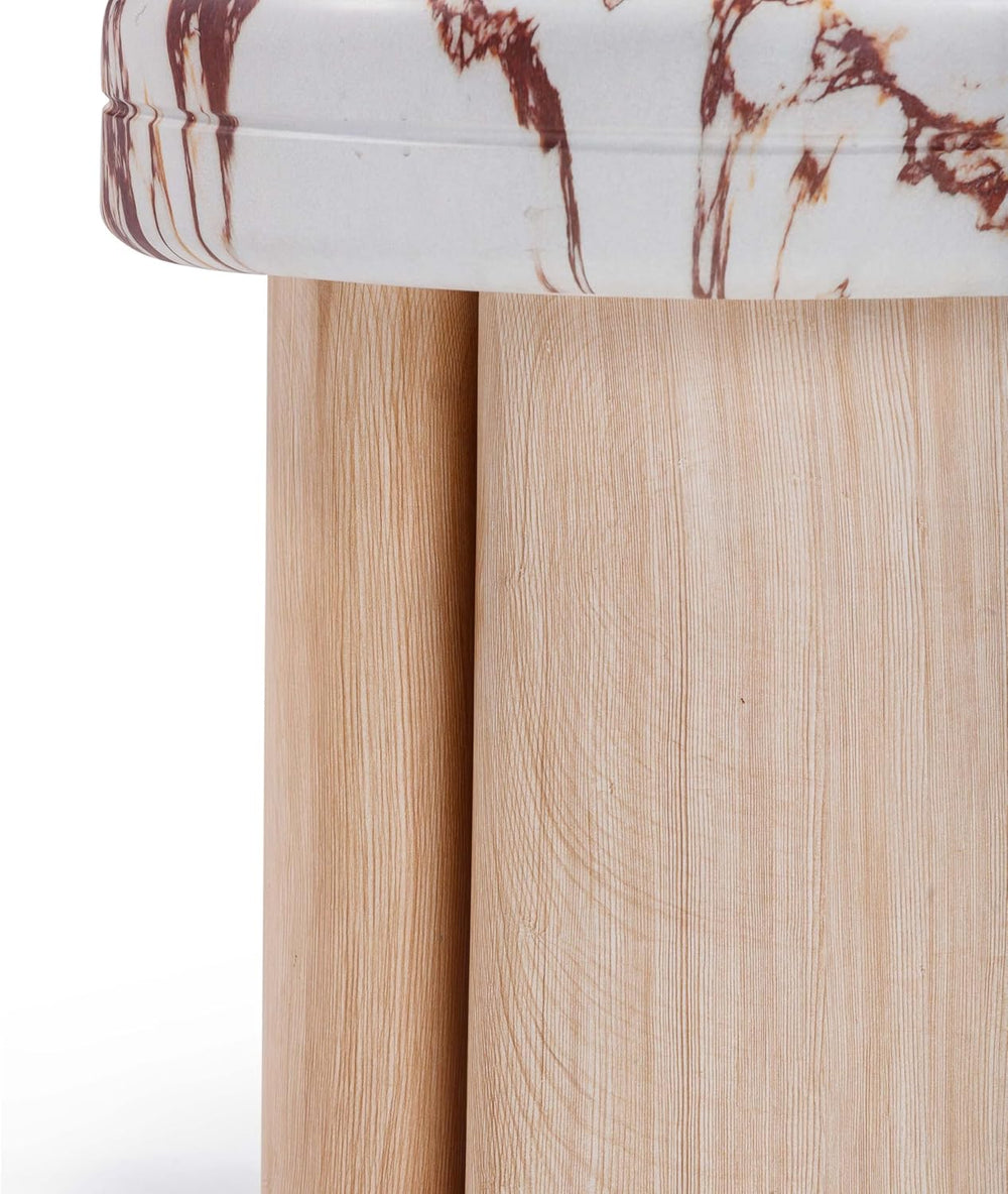 Tov Furniture Sheila Wood and Breccia Capraia Textured Concrete Side Table