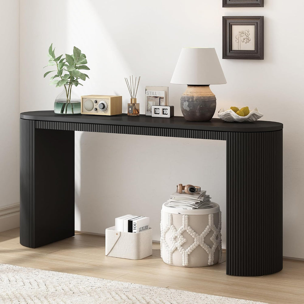 Curved Console Table with Unique Vertical Stripe,Suitable for Living Room,Stu...