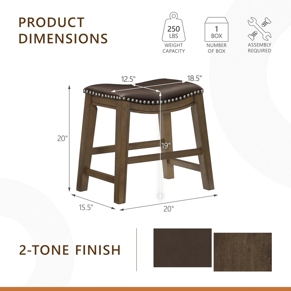 Lexicon Ordway Solid Wood Dining Height Stools - Saddle Table Height Stools f...