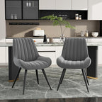 Mid Century Modern Dining Chairs Set of 6, Soft Cushion Upholstered Fabric Kitchen Chairs, Dark Grey