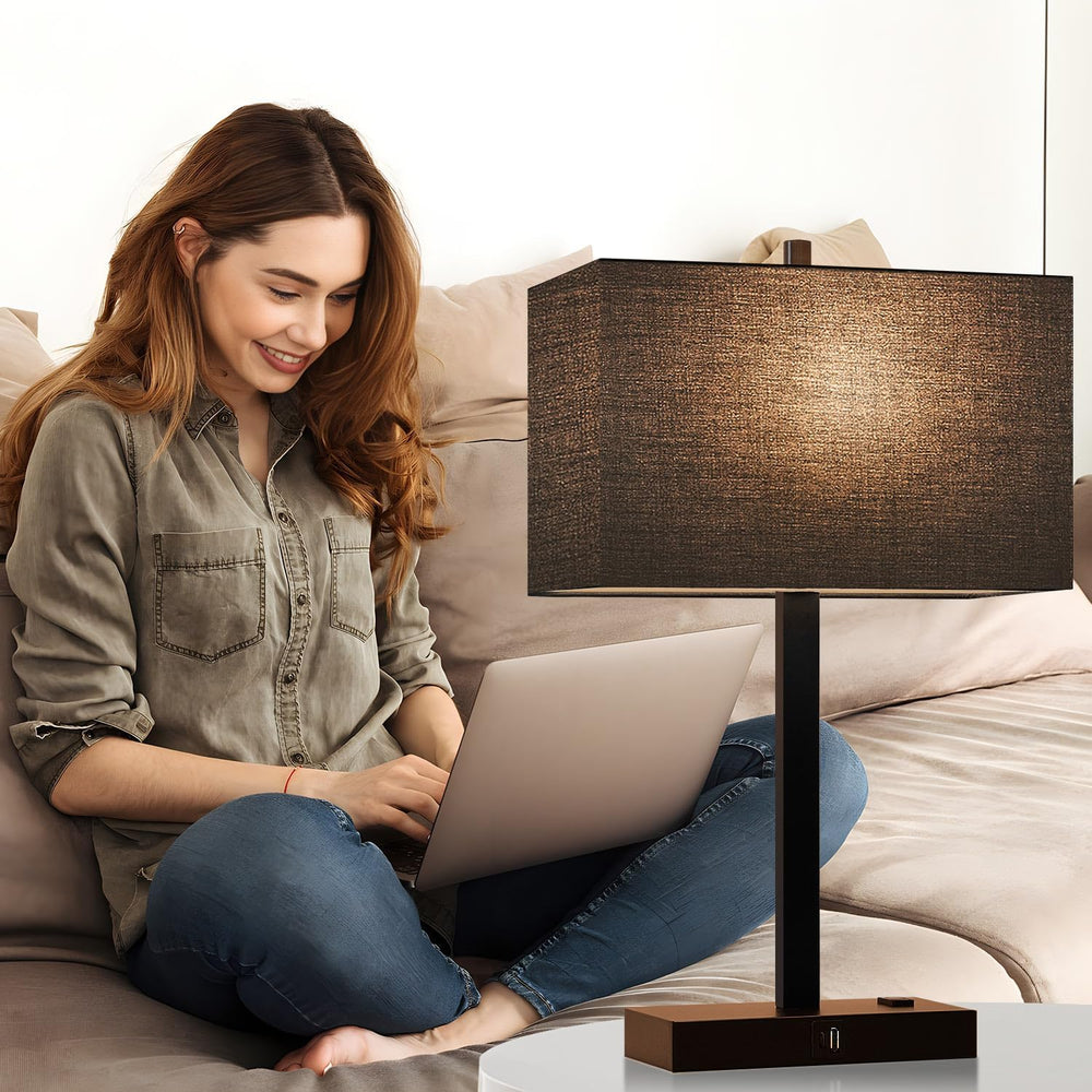 21" Touch Bedside lamps with 2 USB & AC Outlets, 3-Way Dimmable Beds...