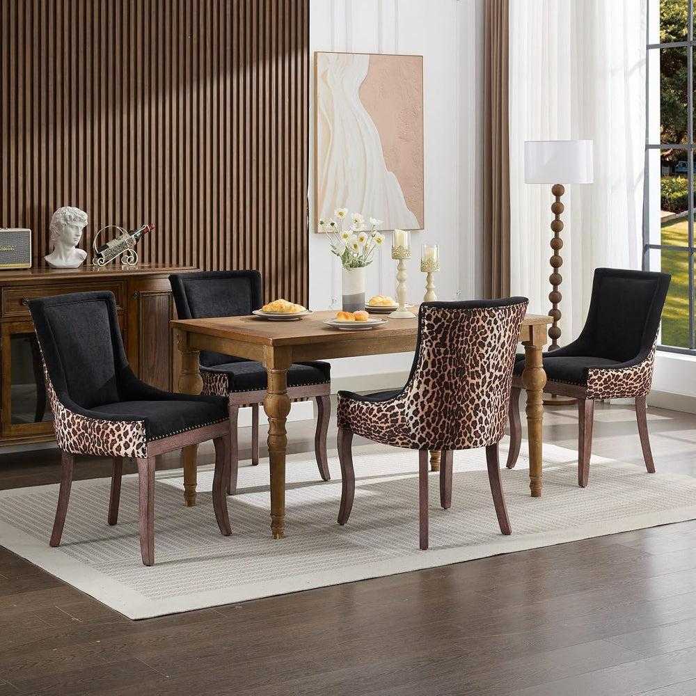 LKTART Upholstered Dining Chairs Set of 2, Solid Wood Kitchen Dining Room Cha...