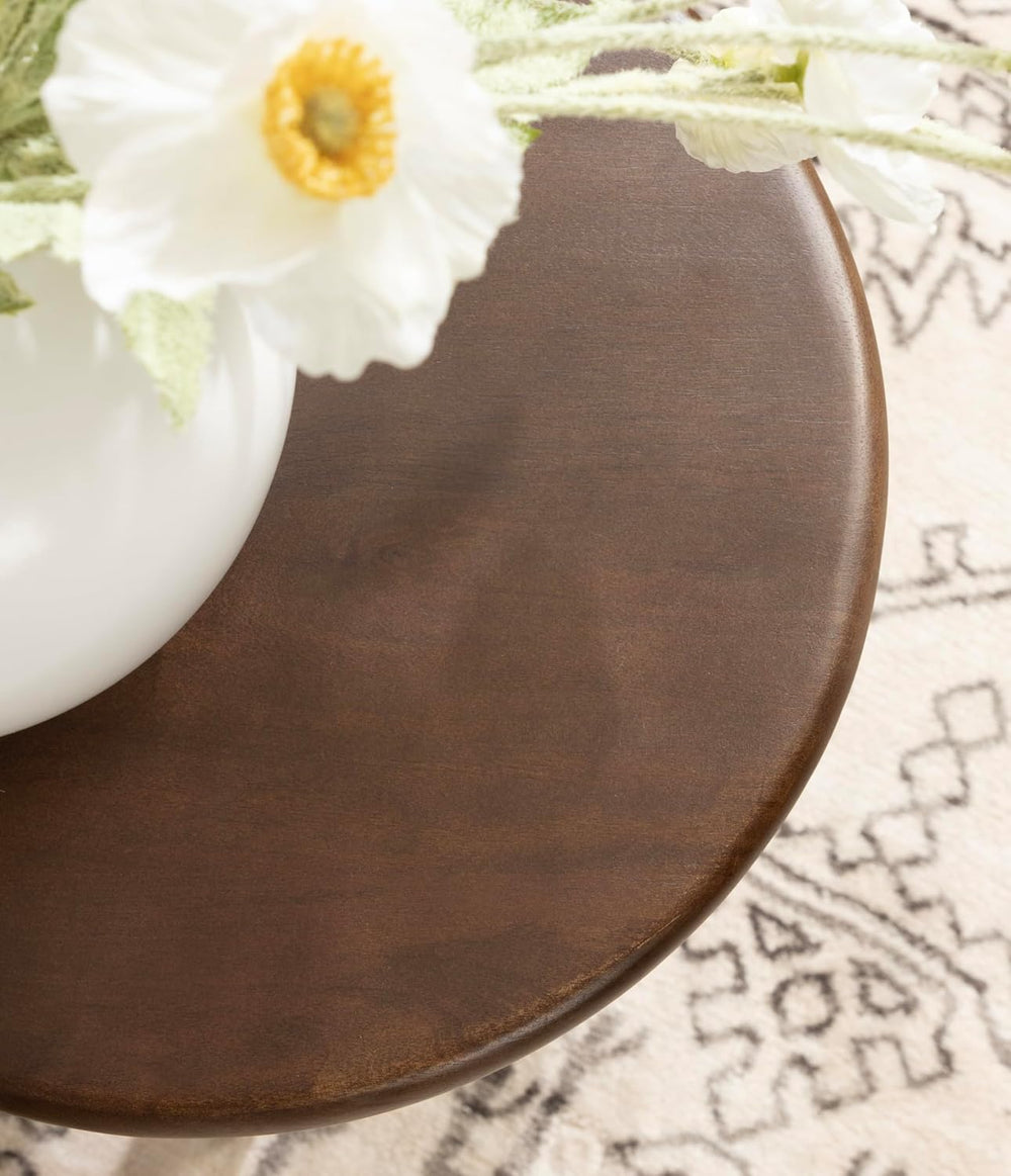 Kate and Laurel Seebeck Modern Wooden Round Side Table; 14 x 14 x 20; Dark Br...