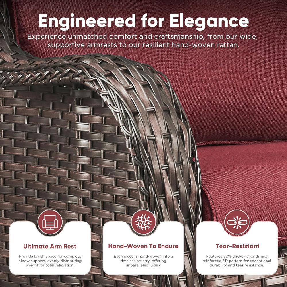 Belord Patio Wicker Chairs Swivel Rocker,Outdoor Patio Furniture Set with Rat...