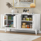 Merax Sideboard Buffet Storage Cabinet with Door Organizers, Cupboard Console Table for Kitchen, Dining and Living Room, Adjustable Shelf, White