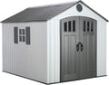 Lifetime 8 x 10 Ft Outdoor Storage Shed, Dual-Wall HDPE Construction, Steel-Reinforced, Skylight and Window, Lockable Doors, UV-Protected Gray Finish