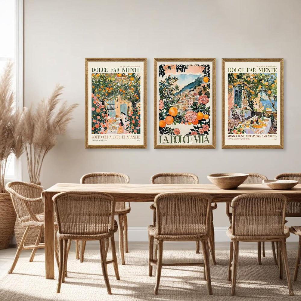 SYWENNOI Triptych, Italian Landscape Framed Cnavas Wall Art, 20x30 in each