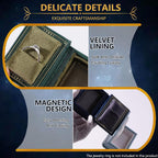 Vintage Magic Book-Shaped Ring Box Starry Sky Pattern PU Leather with Magnetic Closure for Proposal Engagement Gift (Green)