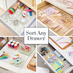 STORi SimpleSort 6-Piece Stackable Clear Drawer Organizer Set | 6" x 6" x 2" Square Trays | Small Makeup Vanity Storage Bins and Office Desk Drawer Dividers | Made in USA