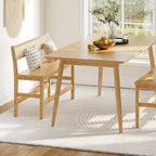 HOOBRO Dining Bench, Bamboo Farmhouse Entryway Bench with Back for Kitchen, Living Room, Bedroom, Easy to Assemble, Sturdy and Stable, Natural YL05CD01