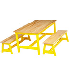 Amazon Basics Indoor Kids Picnic Table and Bench Set, Natural Solid Pine Wood, Activity Table for Art, Craft, Reading, Learning