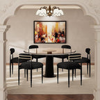 Morden Fort Black Modern Dining Chairs Set of 6, Boucle Upholstered Chairs with Curved Backrest and Sturdy Metal Legs for Dining Room, Kitchen, Living Room and Apartment